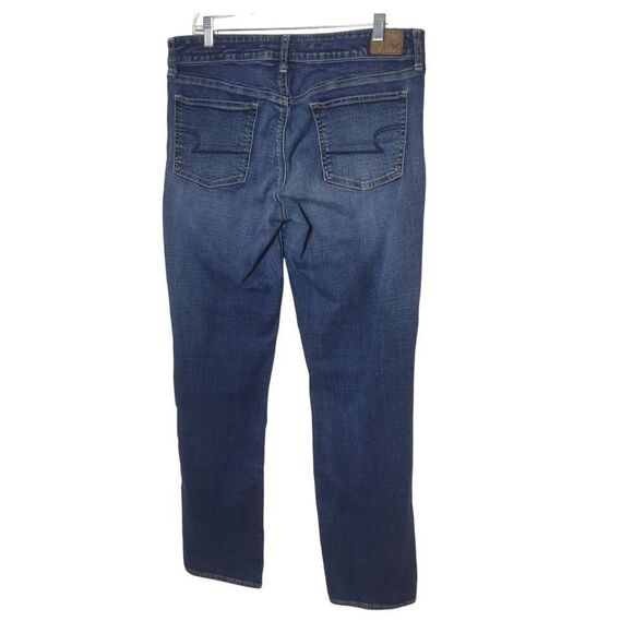American Eagle Womens Jeans 12 Long Blue Super Stretch Denim Mid Rise AEO Flex - Picture 3 of 7
